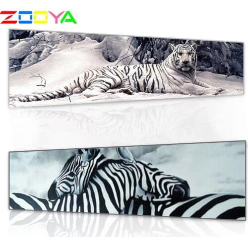 Zooya Handicrafts Cat Reflection Tiger Diamond Painting Cross Stitch Animal Diamond Embroidery Mosaic European Home Decor Sp003