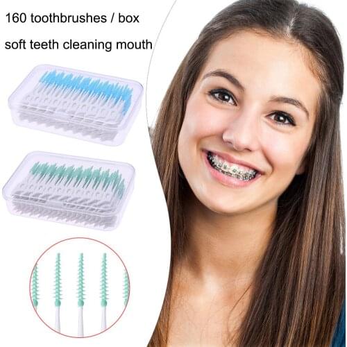 1 Box Floss Pick Teeth Sticks Excellent Plastic and Good Elasticity Silicone Hygiene Toothpick Portable for Teeth Cleaning