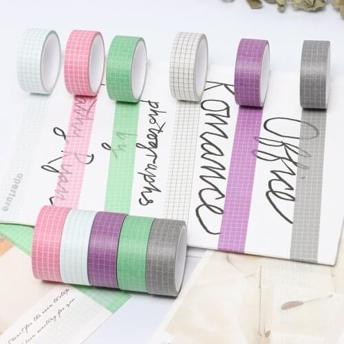 1.5cm*5m Student Cute Plaid Journal Washi Tape Basic Collage Making Tape Stickers