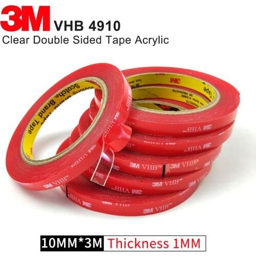 1Roll 10MMx3M High temperature transparent acrylic foam tape,3M VHB 4910 1MM Thickness double sided tape
