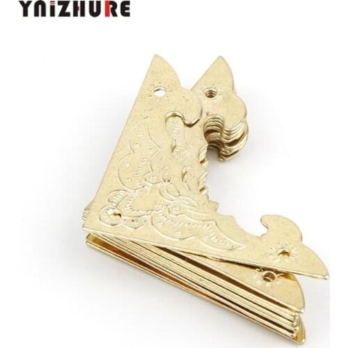 10Pcs Filigree Triangle Bat Coner Cabochon,Ancient Yellow Corner,Flatback Metal Embellishments Scrapbooking,Decor For Wooden Box