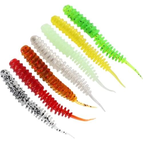 10Pcs/lot Fishing Silicone Soft Lures 6cm 1.3g Spiral Tail shrimp odor Additive Artificial Rubber soft Bait Bass pesca Tackle