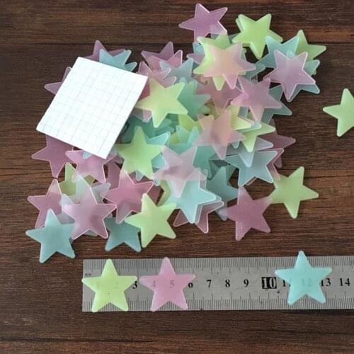 100pcs Home Decor Wall Decals Glow Color Stars Luminous Fluorescent Wall Stickers For Kids Nursery Rooms adesivos de parede