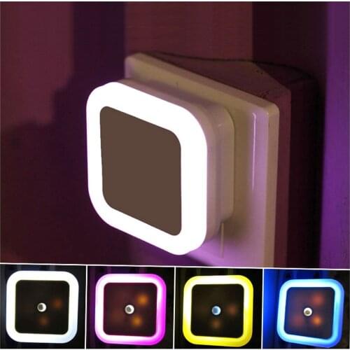 100pcs/lot AC 100V-250V Mini LED Night Light Control Auto Sensor Baby Bedroom Lamp Square White 0.5W LED Night Light