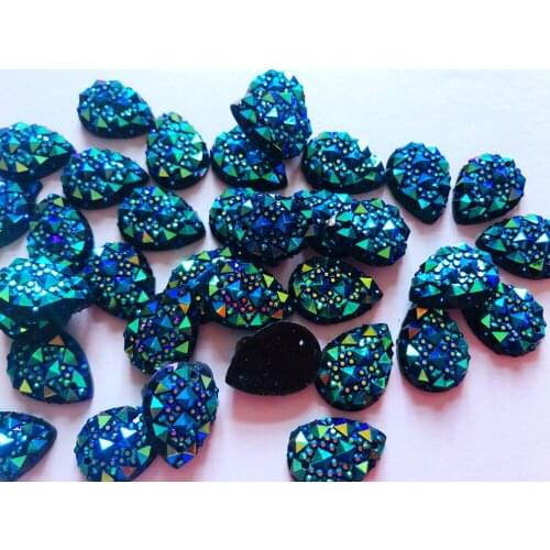 100pcs new fashion style sew on crystal dark blue rhinestones flatback drop shape 13*18mm 2 holes gem stones
