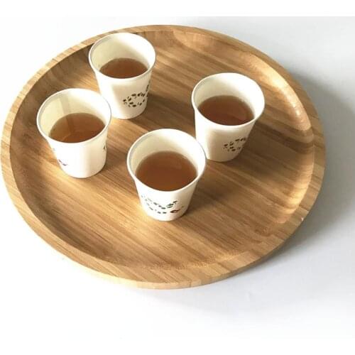 2PCS Round Bamboo Tea Tray