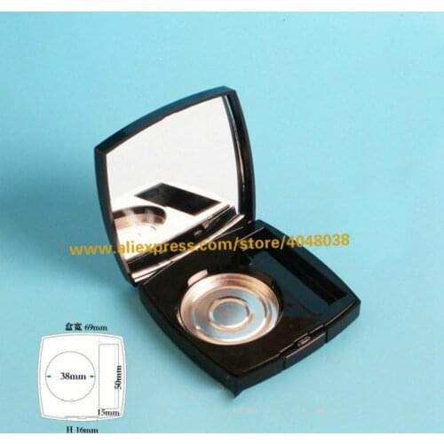 20pcs/lot 38mm Black Square Top Grade Eyeshadow Powder Case, Empty Blusher Compacts, DIY Plastic Lipstick Subpackage