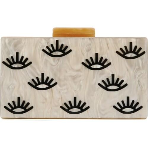 Nude Evil Eye Printing Acrylic Clutch Box Beach Bag Women Wallet Bolsa Feminina Ladies Hand Bags Designer Handbags High Quality