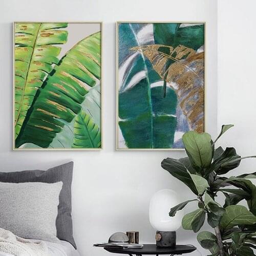Watercolor Banana Leaf Poster and Print Green Leaves Canvas Painting Plant Wall Art Pictures for Living Room Home Decoration