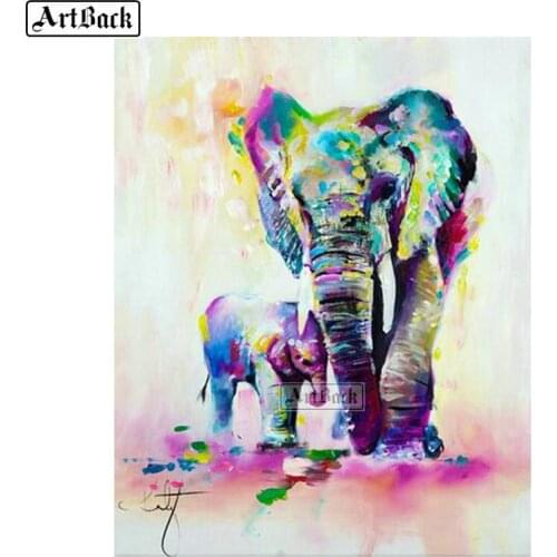 New 5D Diamond Painting Watercolor Elephant Picture Full Square 3d Sticker Diamond Embroidered Home Decoration Diamond Mosaic