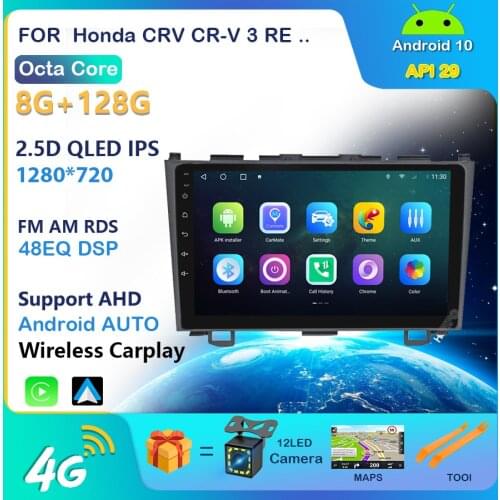 Car Radio Multimedia Player 2 din 9"Android 10 Auto Radio navigation Carplay for Honda CRV CR-V 2006-2011 stereo wifi navi gps