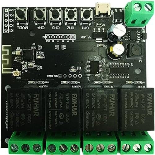 Tuya 4CH USB DC5V/7-32V WiFi Switch Wireless Relay Module Timing Function Remote Switch for Android/IOS APP Remote Control