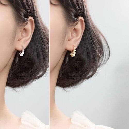 Bohi Real. 925 Sterling Silver jewelry Glossy Geometric Disc Coin Round hoop huggie Earrings Womens GTLE2661