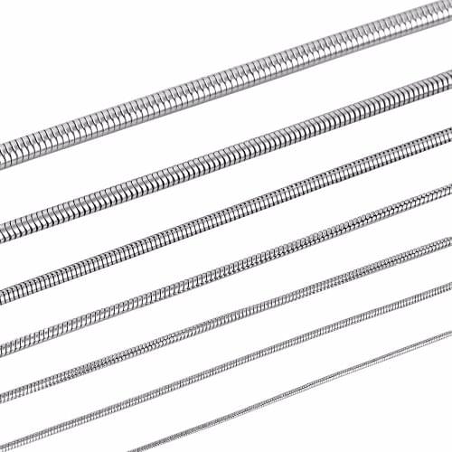 Unisex Stainless Steel Snake Chain Necklace 1mm - 4.2mm 18/20/22 inch silver Color Never Turn Off Quality Chain Jewelry