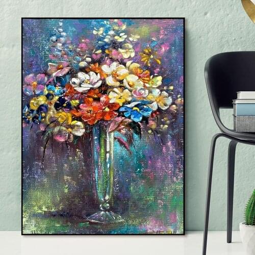 Floral Flowers Modern Minimalist Oil Painting on Canvas Posters Print Cuadros Wall Art Pictures For Living Room Home Decoration