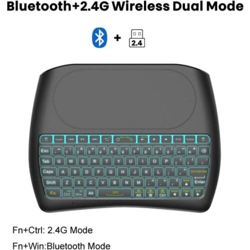 D8 Pro Bluetooth 2.4G Wireless Handheld Keyboard 7 Color Backlight Dual Mode E56B