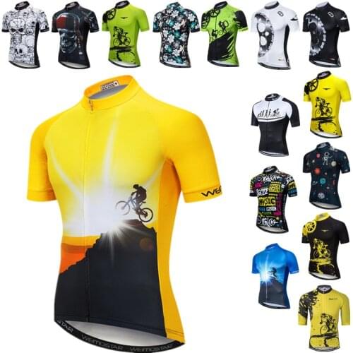 Breathable Yellow Mountain Bike Jersey Men Summer Cycling Jersey Short Sleeve Quick Dry Bicycle Shirt Pro Team Cycling Clothing