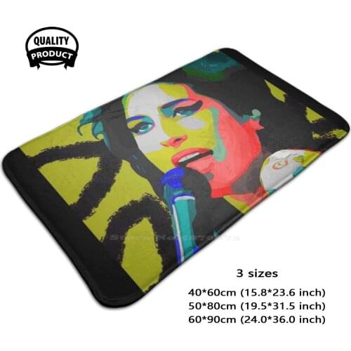 Amy - Funky Portrait Of A Star Comfortable Door Mat Rug Carpet Foot Pad Black Song Singer Uk Jazz Great Artist Unique Symbol