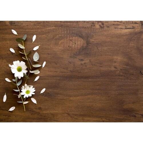 Photo Backdrop Retro Wooden Board Flower Petal Customized Photography Background for Children Baby Portrait Photocall Photobooth