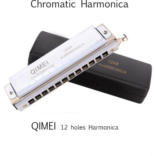 Chromatic Harmonica QIMEI 12 Holes/48 Tones Mouth Organ Professional Wind Musical Instrument beginner Student Square Comb C1-D4