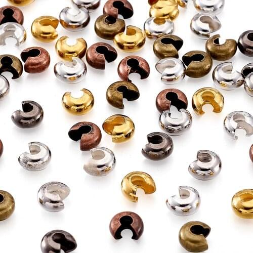 3mm 4mm 5mm 500pcs Mixed Color Round Iron Crimp Beads Covers for Jewelry Making