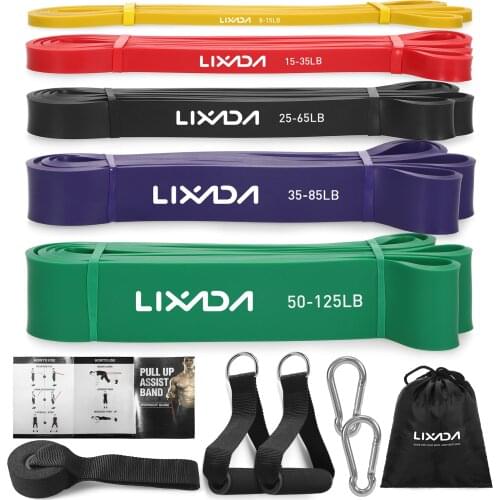 Lixada 5 Packs Resistance Bands Set Pull Up Assist Bands Set Resistance Bands Powerlifting Exercise Stretch Band Resistance Kit