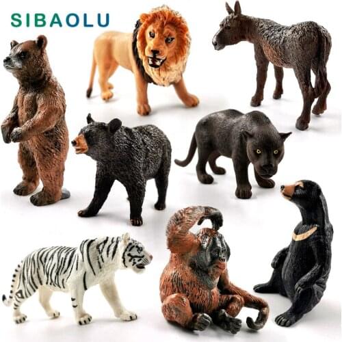 Bear Donkey Chimpanzee Lion Tiger Leopard figurine Animal model home decor miniature fairy garden decoration accessories modern