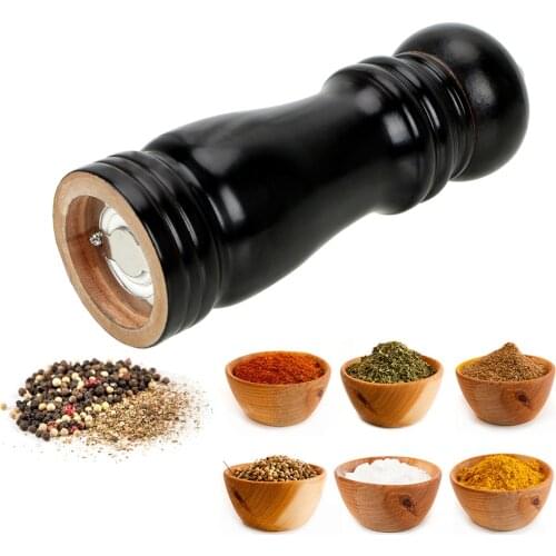 Solid Wood Pepper Mill with Strong Adjustable Ceramic Grinder Manual Control Salt and Pepper Mills Kitchen Cooking BBQ Tools