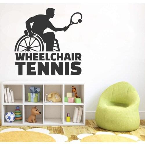 Wheel Chair Tennis Player Wall Stickers Art Removable Tennis Sports Decal For Living Room Decoration A001111