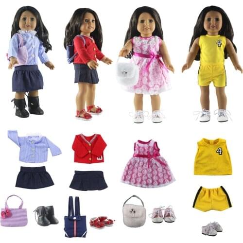 New Styles 4 Set Doll Clothes for 18" inch American Doll Handmade Outfit Doll accessories