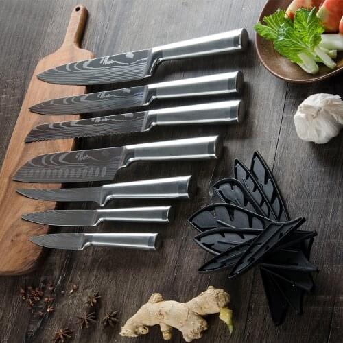 Kitchen Knives 7Pc Stainless Steel Paring Utility Cleaver Chef Boning Knife Sharp Blade Knife Fruit Meat Fish Cooking Knife