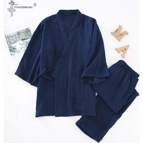 Kimono Pajamas Woman and Men Kimono Dress Japanese Style Cotton Sleepwear Vintage Blouse Soft Yukata picking Bathrobe Nightgown