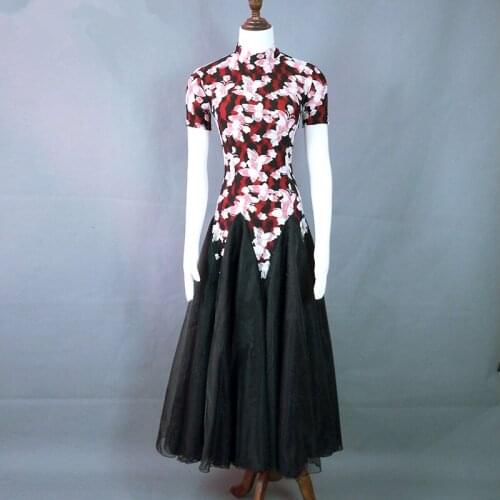 Print ballroom dance dress for ballroom dancing waltz tango Spanish flamenco dress standard ballroom dress fringe dance