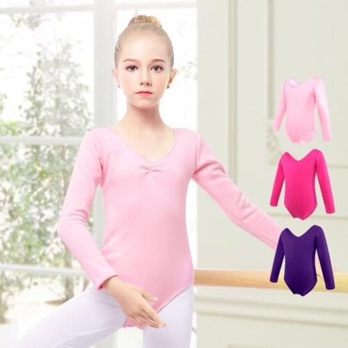 Winter Thick Girls Leotards Fleeced Ballet Clothes Warm Gymnastic Dance Leotard For Kids