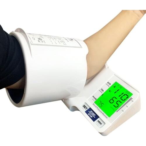Blood Pressure Monitor Tensiometer Upper Arm Automatic Digital BP Machine Pulse Heart Rate Meter 3 Color LCD Display