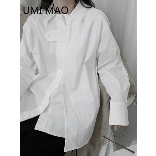 UMI MAO Niche Design Asymmetric Loose Shirt Female Yamamoto Wind Dark Japanese Shirt Literary Personality Top