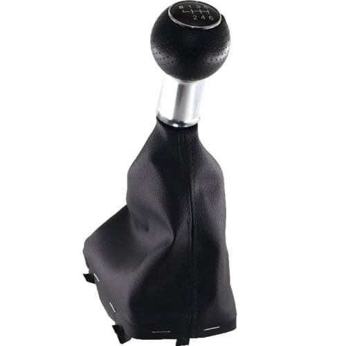 12mm Car Styling 5 / 6 Speed Gear Shift Knob With Leather Gaiter Boot Cover Black Stitch for Audi A3 S3 8L 2000 2001 2002 2003