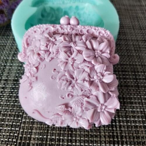 HC0116 PRZY silicone mold soap mould Flower purse flowers handmade soap making molds candle silicone mold resin clay mold