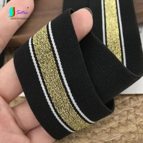 High Quality Thick Wide Gold And Silver Striped Elastic Band Clothes Pants Stretch Pants Waist, DIY Accessories A0101F