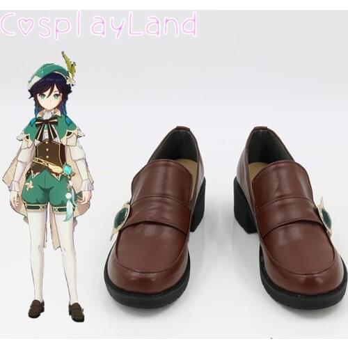 Game Genshin Impact Venti Cosplay Boots Shoes Leather Shoes Cosplay Accessories Halloween Party Shoes for Women Shoes