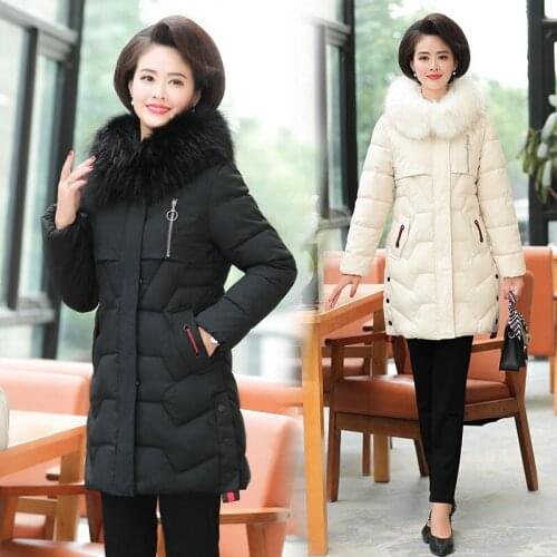 Womens winter coat high-end new thick thick fur collar long down cotton cotton coat jacket mother loaded wild womens clothing