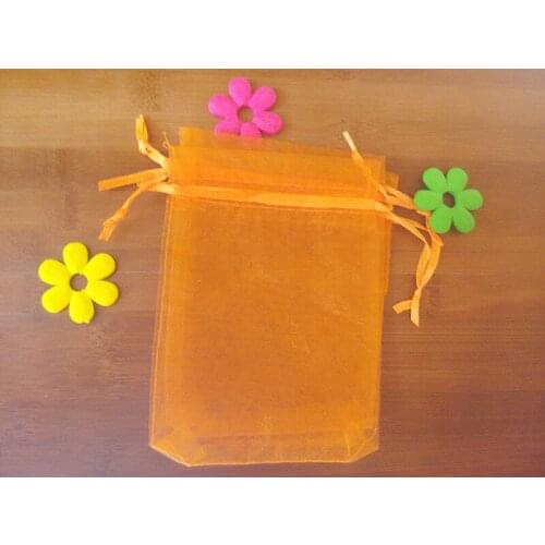 100pcs 7*9cm Orange Organza Gift Bag Jewelry Packaging Display Bags Drawstring Pouch For Bracelet/necklace Mini Yarn Bag
