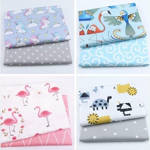 2 Sheet Muti sizes Apparel Fabric Cartoon Print Cloth Material Cotton DIY Handmade Patchwork Sewing Supplies