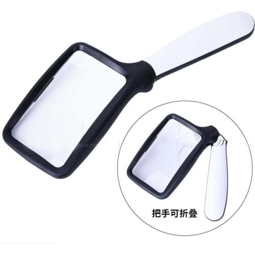 2 Times Magnification 108x63mm Rectang Lens Portable folding with 5pcs LED Lamps Claus Reading Newspaper HD Acrylic Magnifier