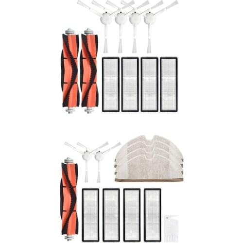 2 Set Vacuum Cleaner Parts: 1 Set Main Brush Side Brushes Filters & 1 Set Side Roller HEPA Filter Main Brush Mop