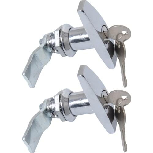 2 Pack Universal Locking Truck Cap T-Handles for Glass Door Truck Canopy RV Boats - Chrome
