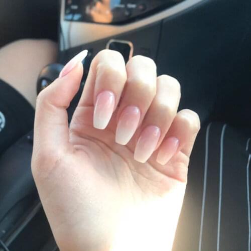 24Pcs French Tips Fake Nails False Nails Ballerina Nail Tips Press On Nails Full Cover Wearable Nail Art Tips