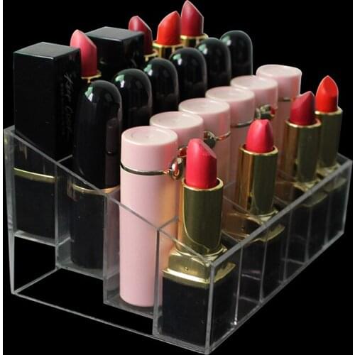 24 Slots Acrylic Makeup Organizer Toiletry Organizer Box Lipstick Storage Holder for Lip Gloss Lip Moisturizer