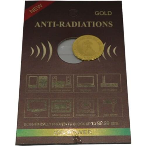 50pcs/Lot Round Gold Anti Radiation Stickers for Phones Keep Health Block 99.99 SE% With Manual Paper Hot Selling