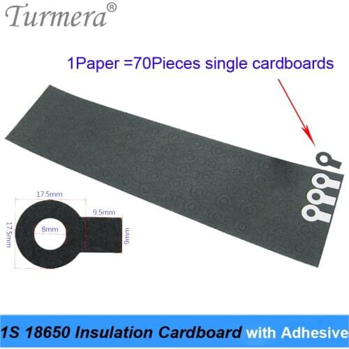 70Pieces 1S 18650 Battery Insulation cardboard with Adhesive for 18650 Battery Pack Cell Insulating Glue Patch Positive